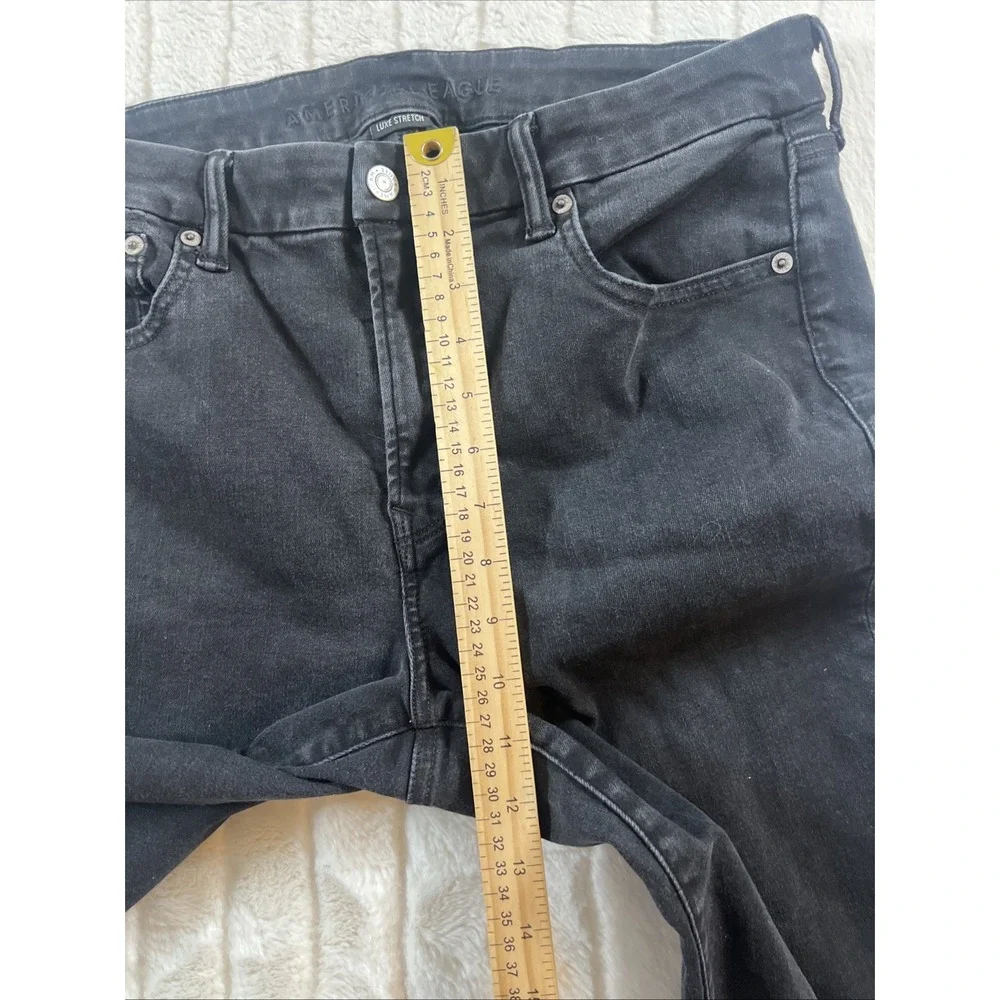 American Eagle Outfitters Hi Rise Jegging Distressed Black Jeans 14 Luxe Stretch